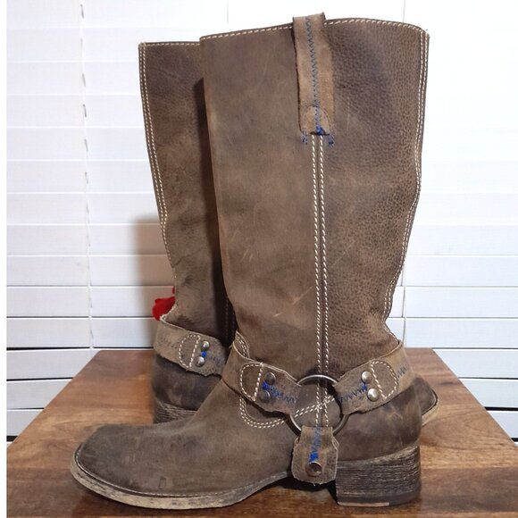 Bed Stu Opal Brown Leather Harness Boots Built In Bottle Opener Women's 8 EU 39 - Picture 10 of 12